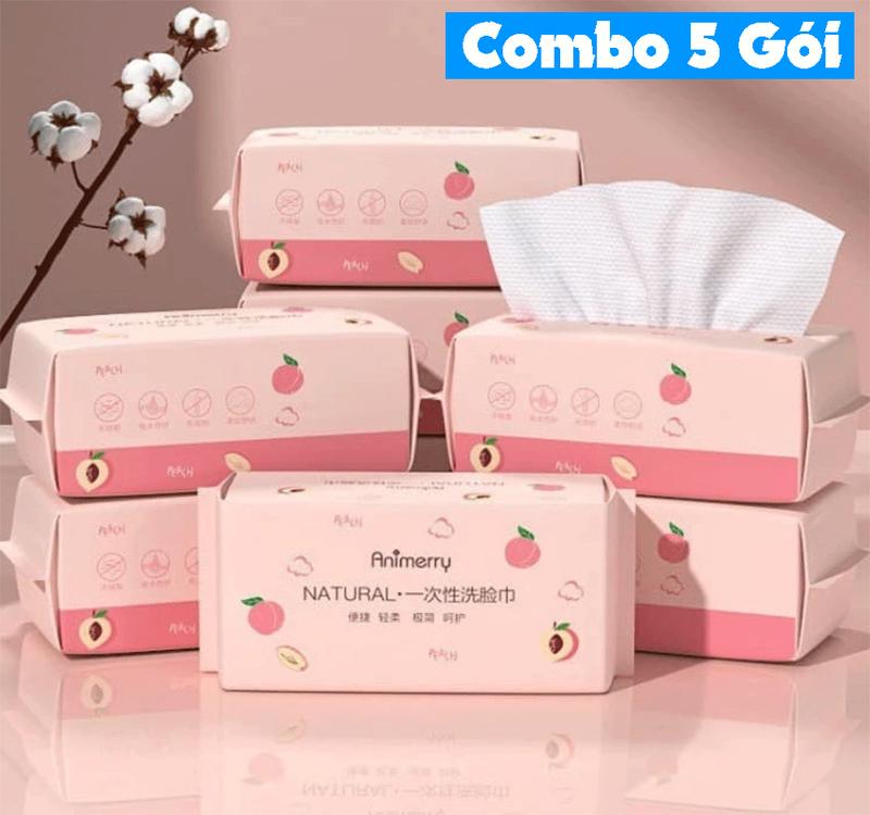 Combo 5 Gói Khăn lau mặt dùng 1 lần animerry dạng rút khăn lau mặt animerry Làm Đẹp Da Skincare