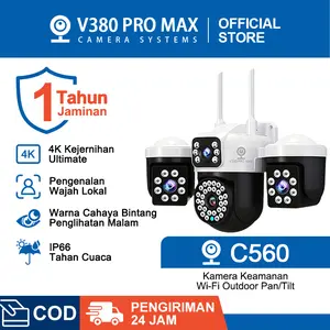 V380 Pro Max C560 Kamera CCTV WiFi Outdoor 3 Lensa 1080P | Night Vision | Tahan Air | Audio 2 Arah