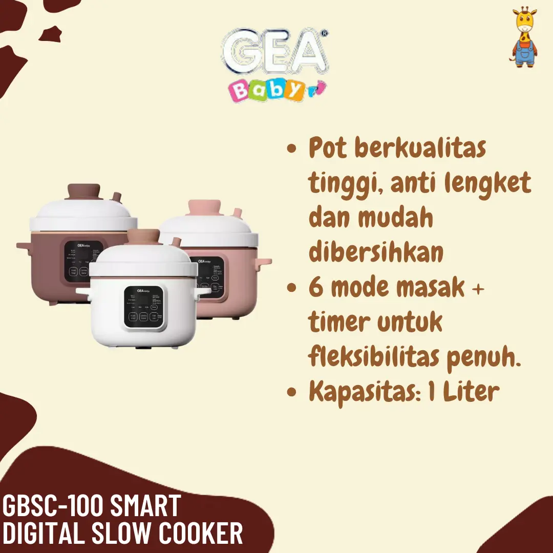 GEA Baby GBSC-100 Smart Digital Slow Cooker - Alat Pemanas MPASI