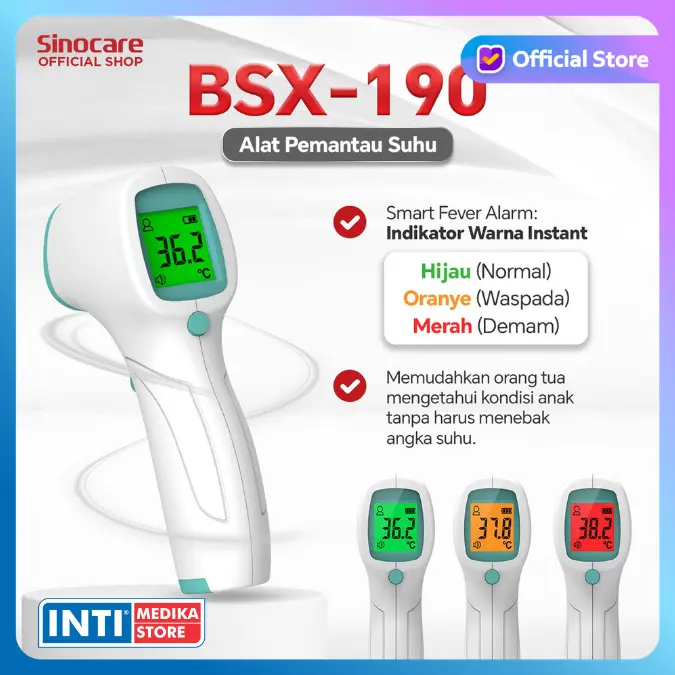 SINOCARE - Thermometer Infrared BSX190 Termometer Dahi | Termometer Digital Non Kontak Thermo Gun BSX 190
