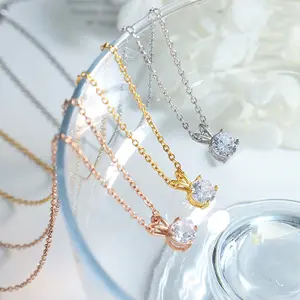 Kalung Wanita Titanium Model Rantai Nuri Liontin Mata Putih - Original Berlian Perempuan