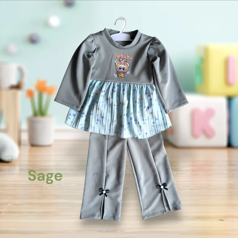 Setelan Anak Perempuan Motif Celana Cutbray-inara 1