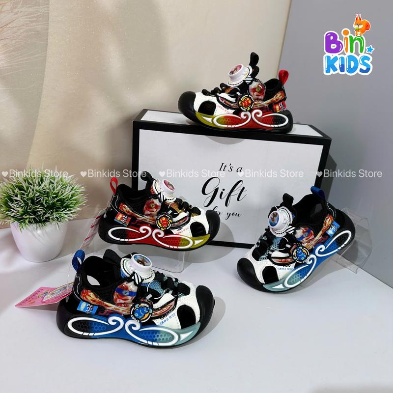 Giày dọ lưới khóa xoay có đèn cho bé trai phong cách cá tính thoáng mát size từ 4 đến 7 tuổi mã 2501