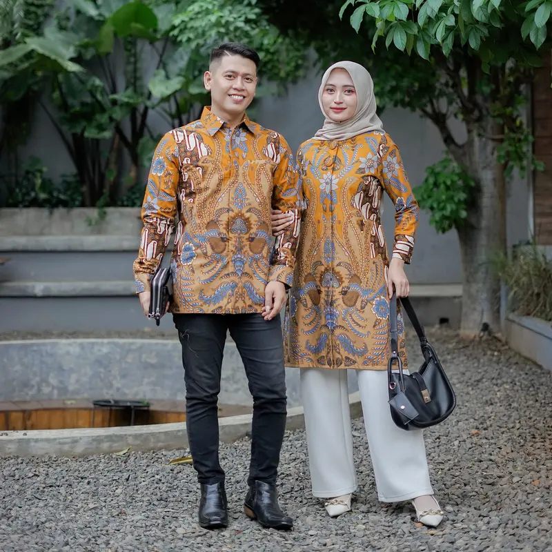 Batik Trikot_Batik Couple Lapis Furing Trikot Model Lengan Panjang Katun Motif Monalisa Coklat Jumbo S/M/L/XL/XXL/XXXL/XXXXL Busui Frendly Baju Tunik Wanita Atasan Kerja 1