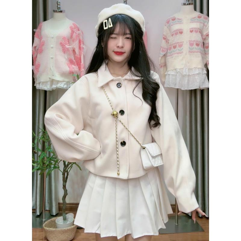 (KÈM MŨ) Kozoda Áo khoác nữ AK98b chất dạ lông cừu 2 lớp form rộng dài tay dày dặn có túi thu đông Hàn Quốc freesize < 62kg