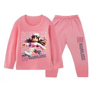Baju Tidur Anak Perempuan Gambar Roblox Piyama Setelan Panjang Ukuran 1 Sampai 10 Tahun Katun Lengan Panjang-2025
