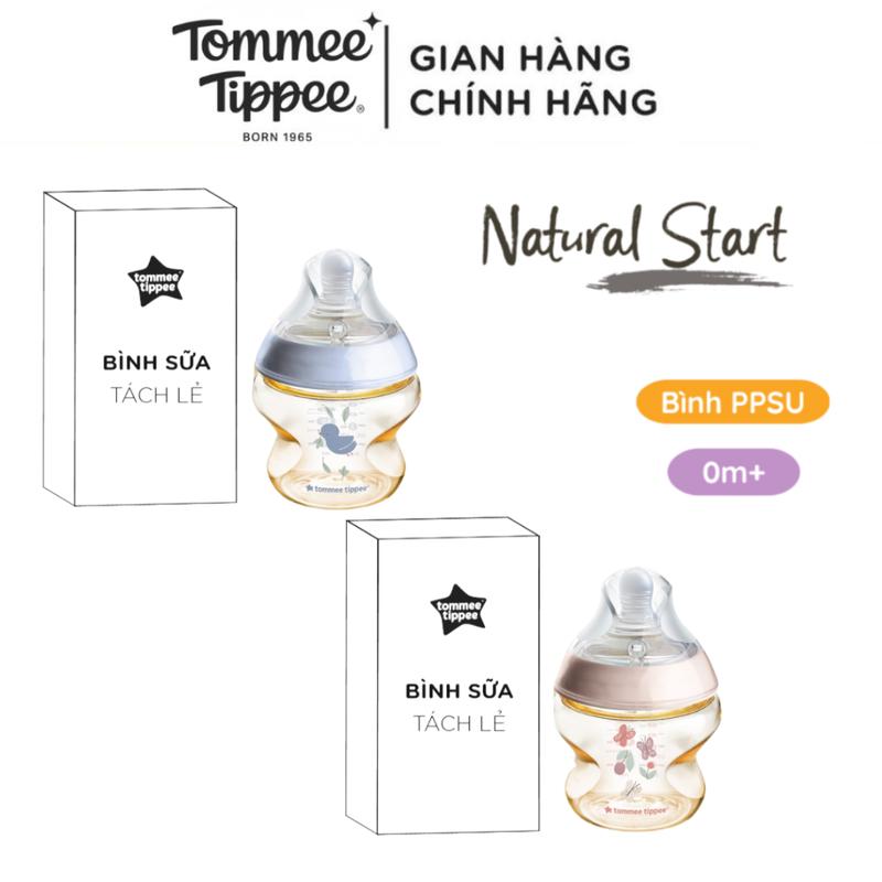 (Tách Lẻ Từ Set Đôi) Bình Sữa PPSU Ty Siêu Mềm Tự Nhiên Tommee Tippee Natural Start 150ml - Xanh Dương, Hồng