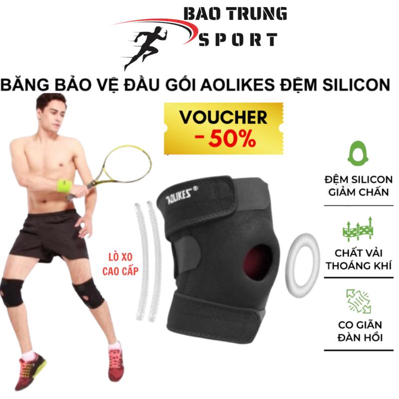 Băng gối thể thao Aolikes Size từ 35-85 kg có 2 bản Có Lò Xo / Không Lò Xo Bó gối bảo vệ khớp gối khi bóng chuyền, bóng đá, chạy bộ Aolikes 7616 Sport