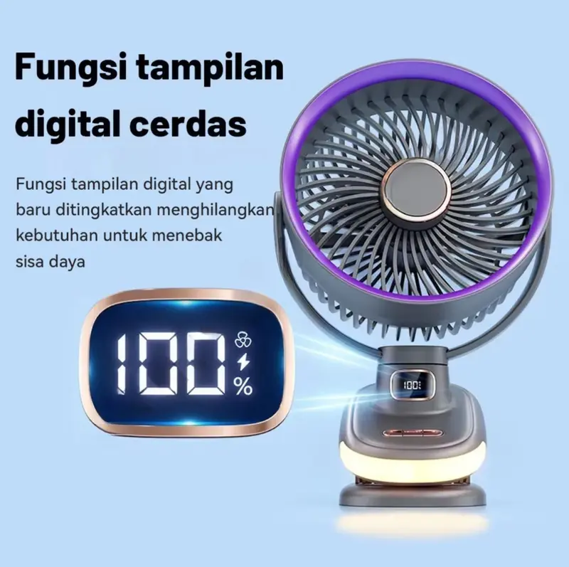 Kipas Angin Jepit Lampu Dengan Baterai Polimer 15000mAh 20000 mAh 30000 mAh ceiling fan 5