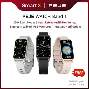 【COD/Garansi 12 Bulan】PEJE Smartband Band1｜Smart Watch | Panggilan Bluetooth | Pemantauan Kesehatan | Monitor Oksigen Darah | Pelacak Tidur | Tahan Air IP68 | Mode Olahraga | Kecepatan Refresh Tinggi | 24HShip