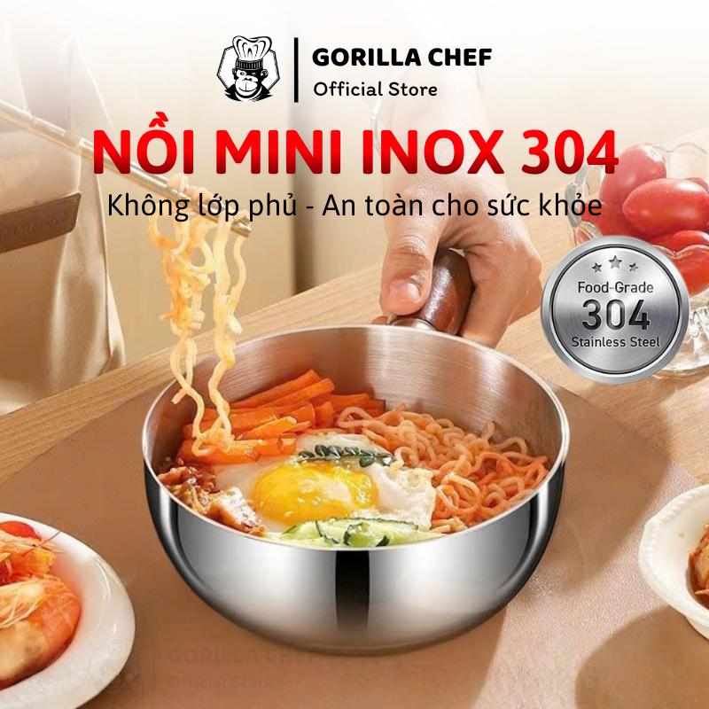 Nồi mini 14cm cao cấp GORILLA CHEF phù hợp nấu 1 gói mì, luộc trứng, nấu cháo,…