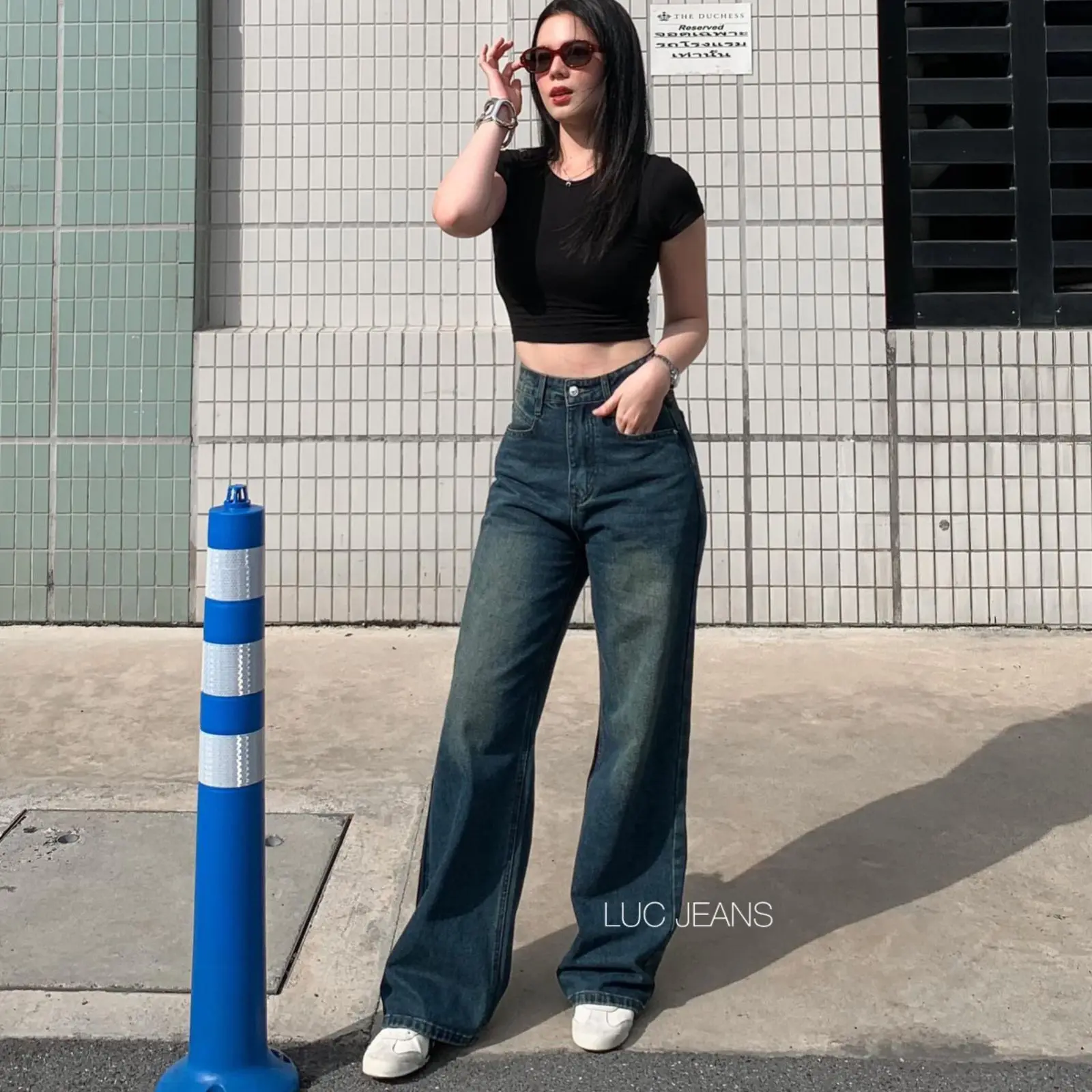 LUCJEANS-Celana Panjang High Waist Vintage,Baggy Jeans Wanita Non Strech 27-34