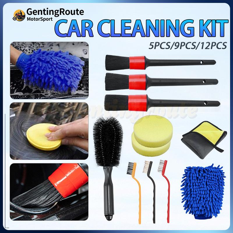 12 Pcs Car Cleaning Kit Car Detailing Brush Set Berus Cuci Auto ...