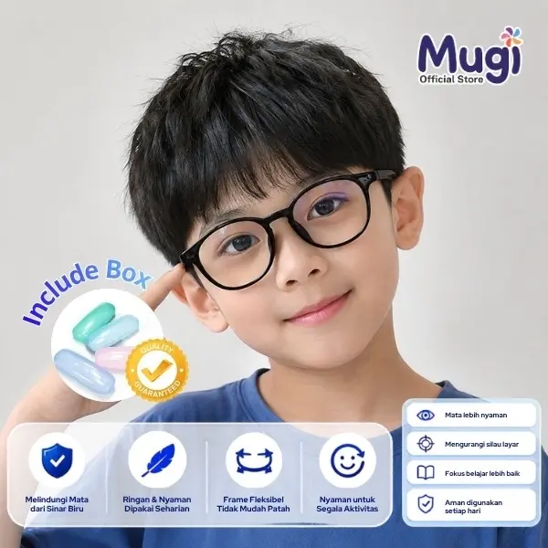[Mugi Store] Kacamata Anak Anti Radiasi Kekinian High Quality Terbaru dengan Desain Modern dan Nyaman untuk Penggunaan Sehari-hari