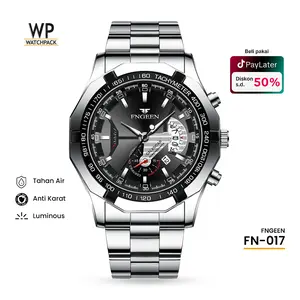 WATCHPACK FN-017 | Jam Tangan Pria Asli Mewah Profesional Aksesoris Black Analog Bisnis Arloji Cowok Watches