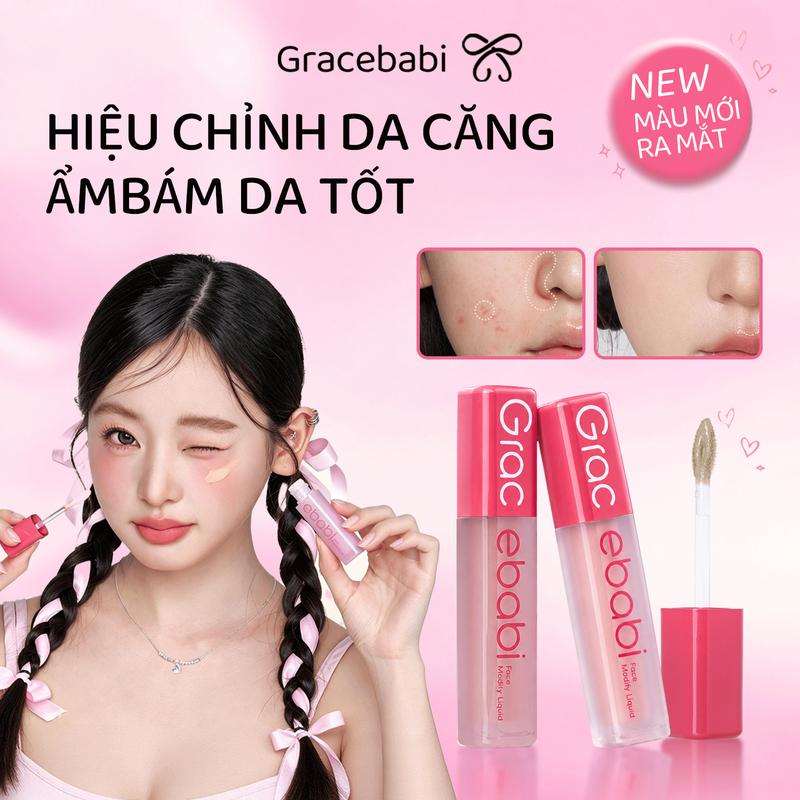 [MÀU MỚI RA MẮT]Kem tạo khối Gracebabi nâng tông da, hiệu chỉnh gương mặt không tì vết, cấp ẩm căng mọng, lâu trôi, phong cách pastel
