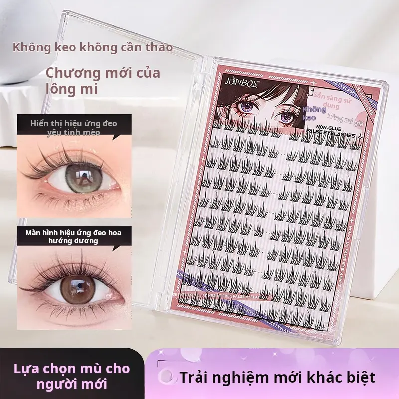 Lông Mi Giả, Tự Dính, Không Keo, Mô Phỏng Tự Nhiên, Dành Cho Phụ Nữ, Bộ Ba, Dung Lượng Lớn, Lông Mi Cụm Đơn