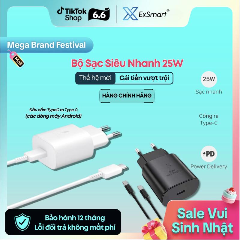 (DEAL 1K BÍCH TRÂM) Bộ Sạc Nhanh 25W Chính Hãng dành cho các dòng điện thoại Android 2 Đầu Type C  Bản Cao Cấp Hỗ Trợ Bảo Vệ Pin An Toàn