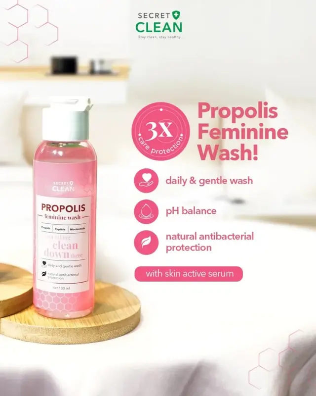 SECRET CLEAN Propolis Feminine Wash | Pembersih Kewanitaan 100ml | Peptide Niacinamide | Clean 4