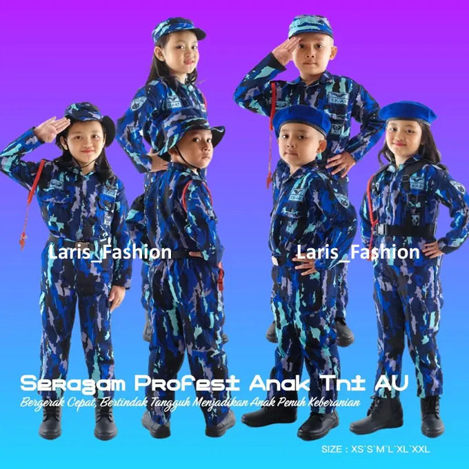 BAJU SERAGAM TNI AU ANAK LAKI LAKI PEREMPUAN ANGKATAN UDARA ARMY COWOK CEWEK KOSTUM PROFESI ANAK SERAGAM KARNAVAL 17 AGUSTUS PROFESI TENTARA KOSTUM CILIK POCIL MURAH 0
