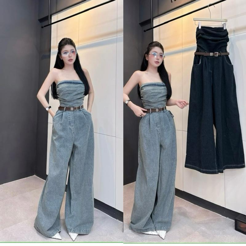  Jum jean quây dáng dài kèm đai 