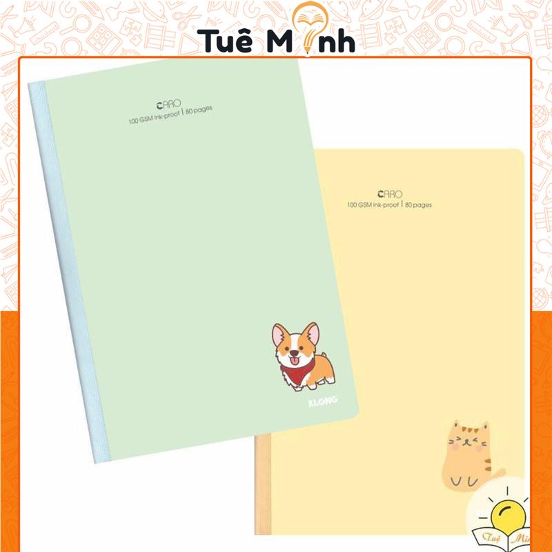 Vở Caro B5 Klong 80/120/200 trang may dán gáy, sổ bìa dày màu hiện đại
