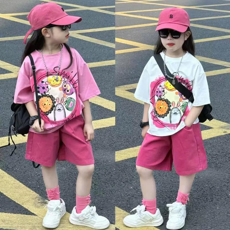  096-Đ&NKids -SÉT ÁO PHÔNG CỘC QUẦN KAKI NGỐ HỒNG BÉ GÁI MÙA HÈ CAO CẤP 