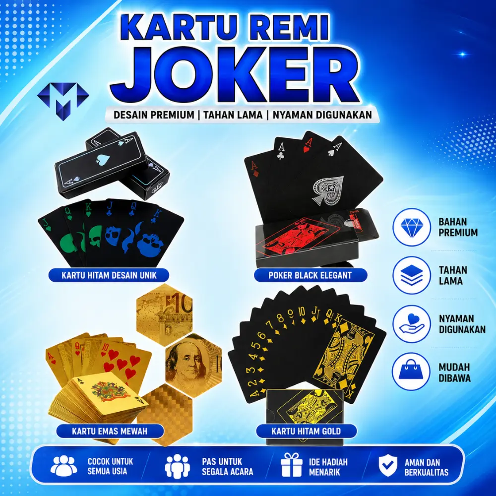 Kartu Remi Joker Anti Gabut / Kartu Poker Premium / Kartu Remi Plastik Anti Air / Kartu Sulap Unik Poker Lapisan Emas Gold Foil Waterproof Anti Air - Keren Card Games