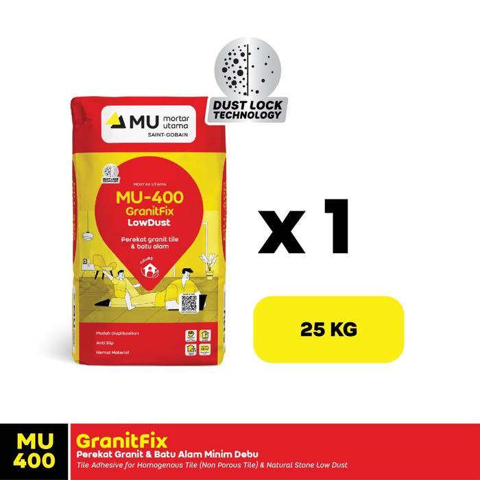 Gambar Mortar Utama MU-400 GranitFix LowDust Perekat Granite Tile dan Batu Alam 25Kg - 1 Sak dari Mortar Utama Official Kota Administrasi Jakarta Selatan 5 Tokopedia