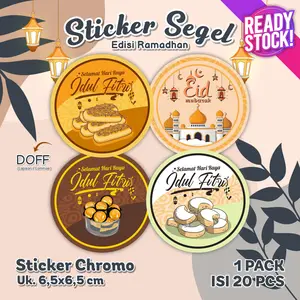 [20pcs] Sticker Bulat Label Cookies Stiker Segel Toples Lable Dus Packaging Kue Kering Ramadhan Idul Fitri Lebaran Box Hampers Mubarak
