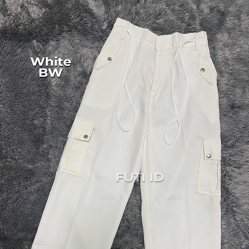 FUTI ID - Keyla Pants Celana Cargo Panjang  kulot Wanita Highwaist Premium Santai Karet Nyaman Tebal Lembut serut bawah 4