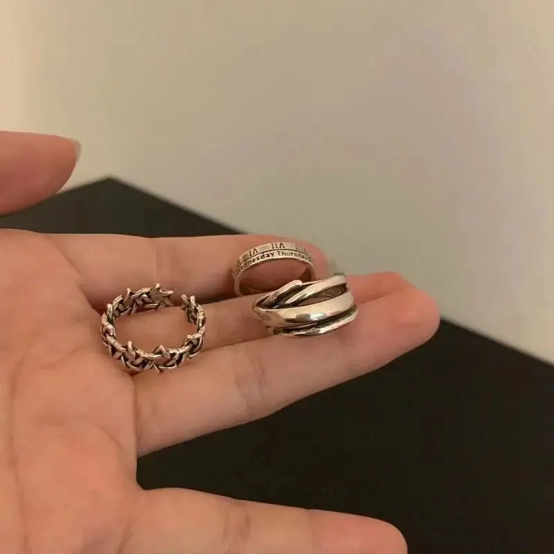 Cincin Angka Romawi Set Isi 3 Bohemian Fashion Ring Pria Wanita Estetik Korea Aksesoris HZD CC03