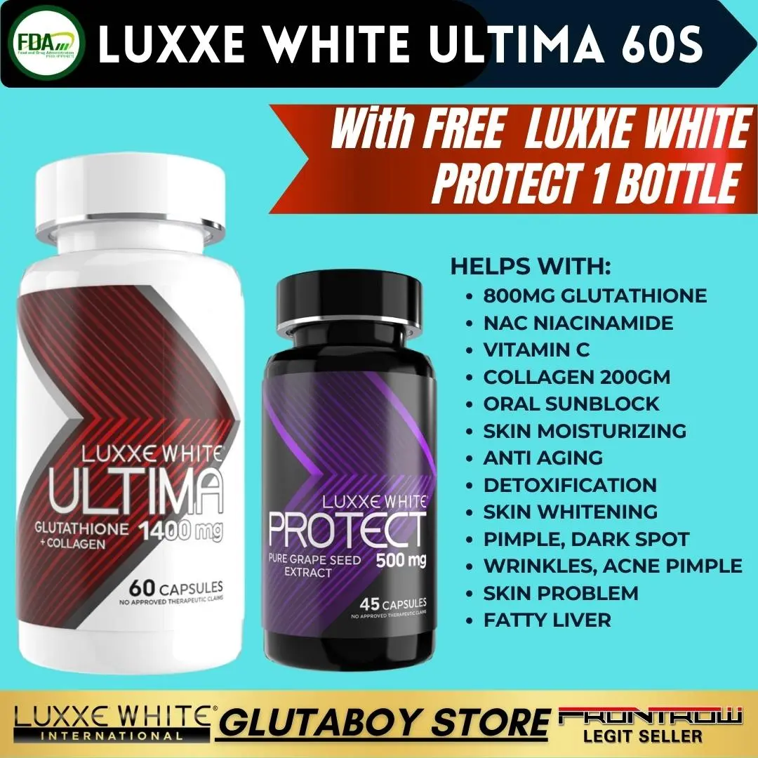 LUXXE WHITE ULTIMA 30S 60S 1400MG FRONTROW GLUTATHIONE WITH COLLAGEN  NIACINAMIDE PER CAPSULE PAMPAPUTI ACNE PIMLES