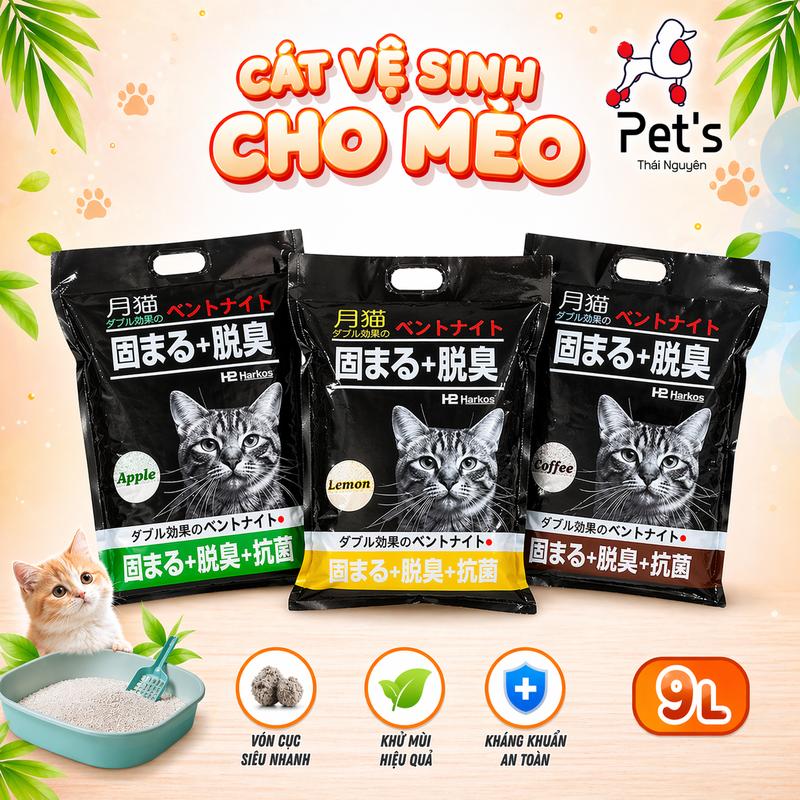Cát vệ sinh nhật đen cho mèo siêu thấm hút và vón cục tốt - Túi 9L - Siêu thấm…