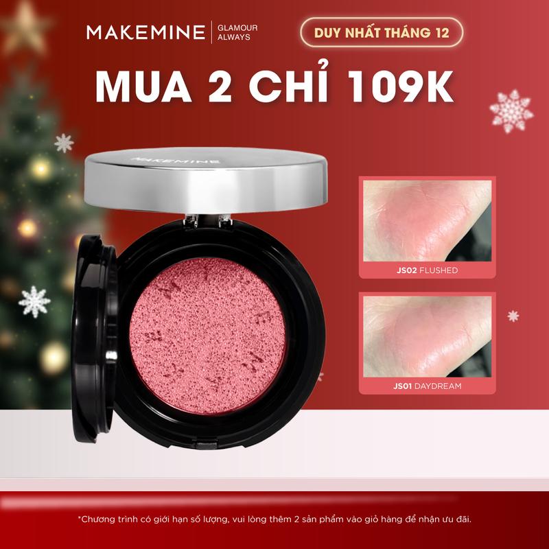 Má hồng cushion kem MAKEMINE Jelly Serum Blush Niacinamide phấn má dạng kem Make Mine MAKE03
