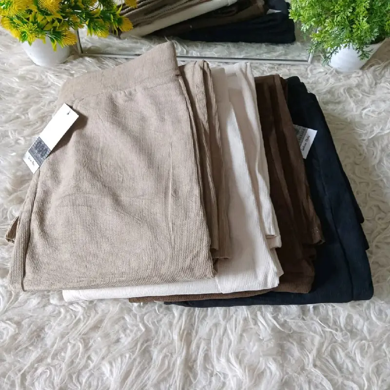 Celana cutbray corduroy Celana pinggang karet Celana wanita dewasa Celana cutbray kekinian bawahan panjang 1