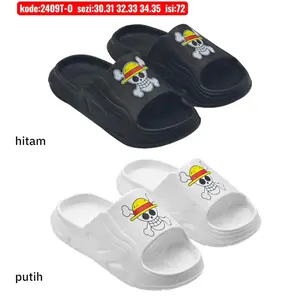 Sanda karet selop hitam dan putih karakter terbaru - sanda karet import onepiec untuk usia anak samlak dewasa