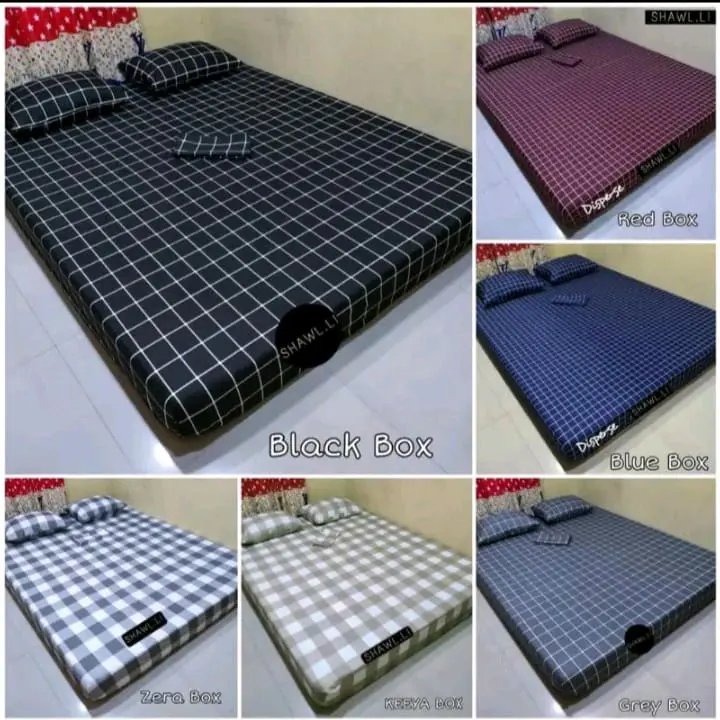 Sarung kasur busa Resleting Bahan poliester motif kotak Hitam,Navy,Abu-Abu All size Terlaris dan Termurah 4
