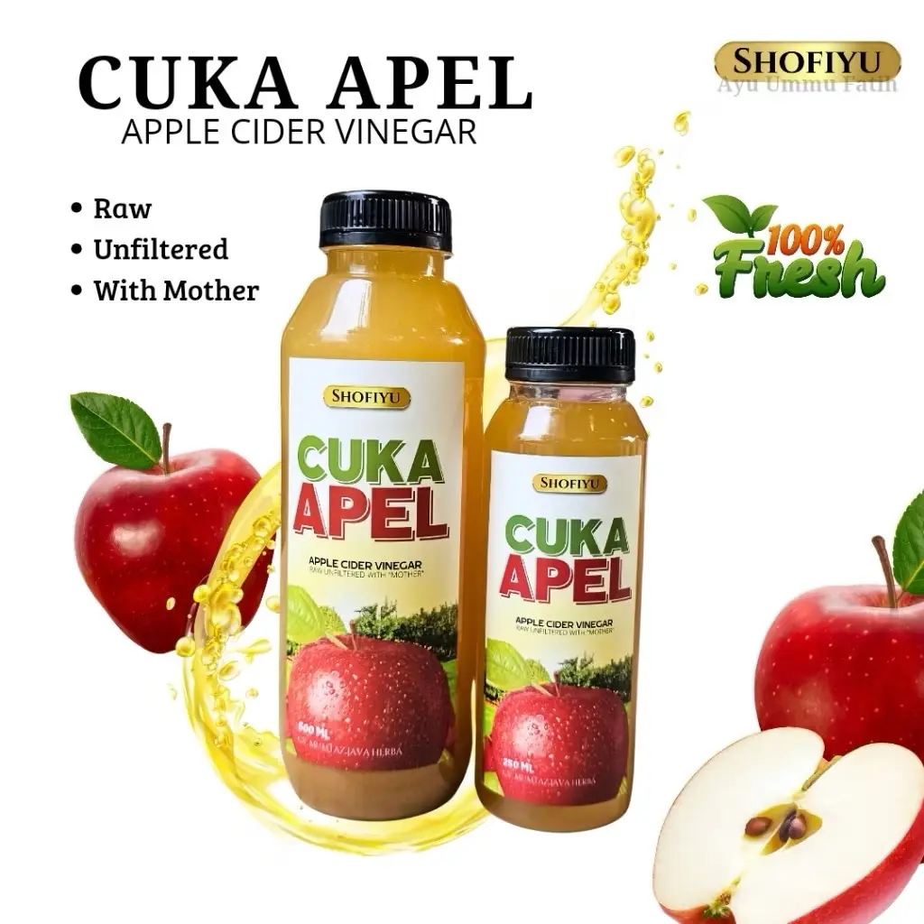 ￼Cuka Apel Shofiyu With Mother Premium | Cuka Apel Malang Shofiyu Java Hills Honey Mumtaz Java Fresh Herbal Probiotik Alami Organik Unfiltered Detoks Ampuh COD Free Gratis jahe 250 ml | 500 ml
