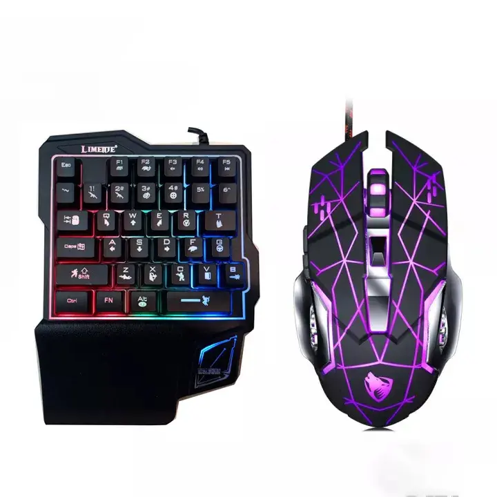 Paket Gaming Keyboard Mechanical 38 Keys dan Mouse 3 Button 1600DPI RGB Untuk Android dan IOS Free Fire PUBG Mobile Genshin Impact Mobile Legends Computer 1