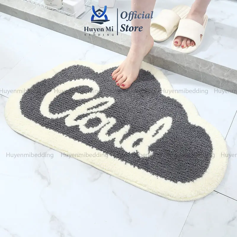 Huyen Mi Thảm Lau Chân Mặt Lông Cừu Đế Cao Su Chống Trơn Trượt 40x60cm Mẫu Kute Cao Su Giữ Bụi Hiệu Quả Thảm Lau Chân Nha Tam Chống Trơn Trượt 2