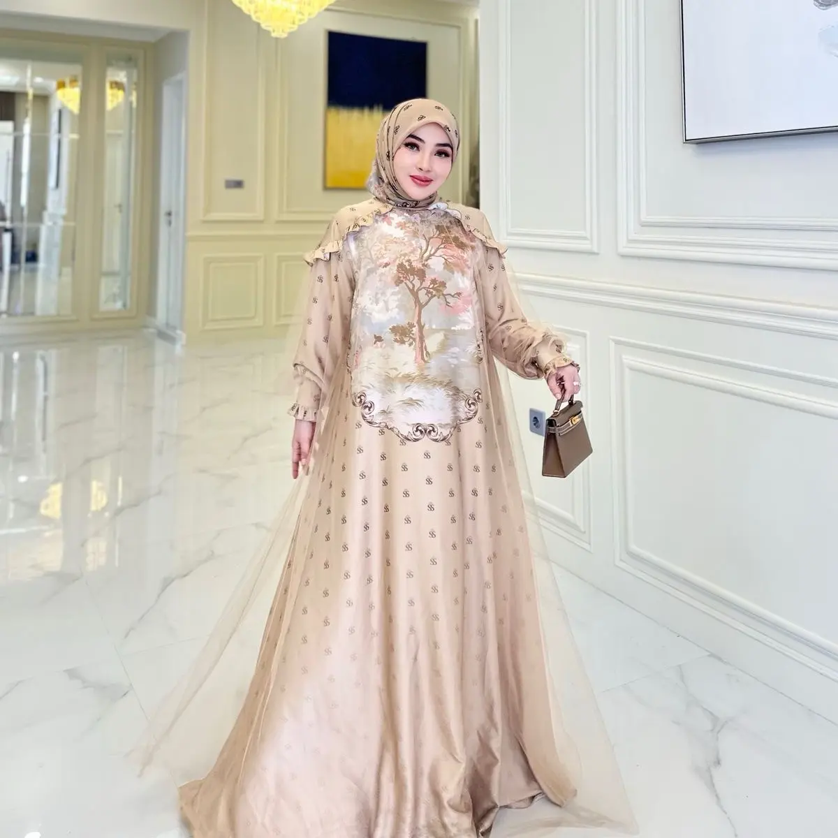 gamis set hijab mono lukis  ori shellasukia