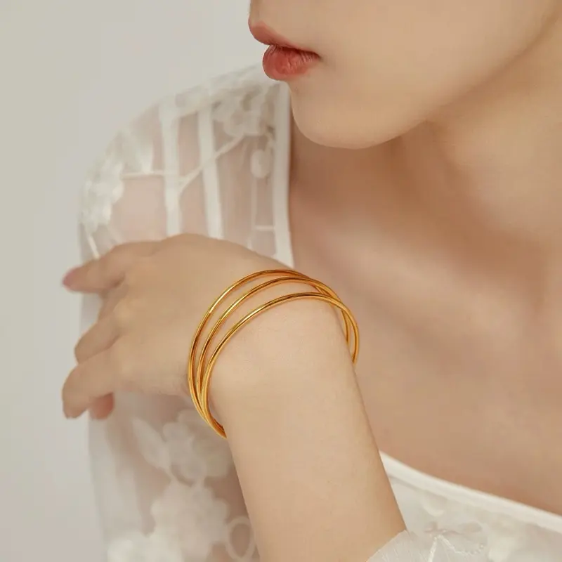 (Bebas beli 2 dapat bonus) T42 COD Gelang dapat 3 pcs emas polos  anti karat anti luntur