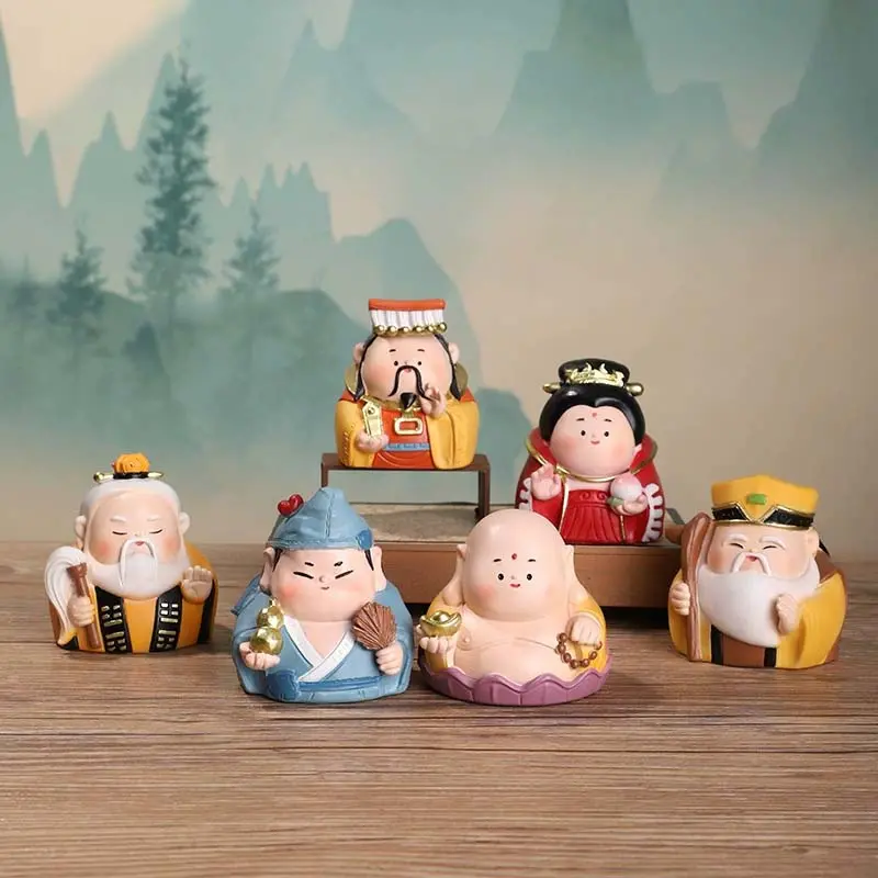 Lucky Little Immortal Resin Ornament Home Office Desktop Decoration Small Ornament Ancient Style Handmade Zhong Kui Doll Gift