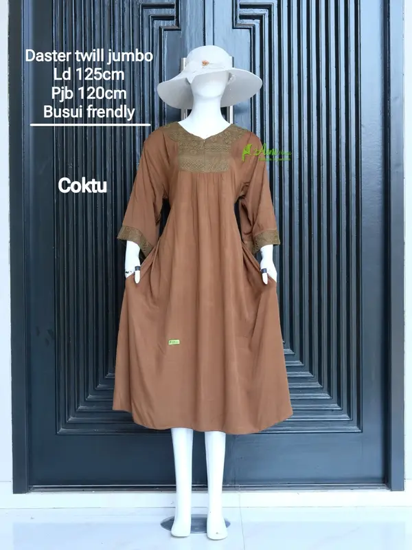 Dress twill burkat lengan 7/8 aini modiste 3