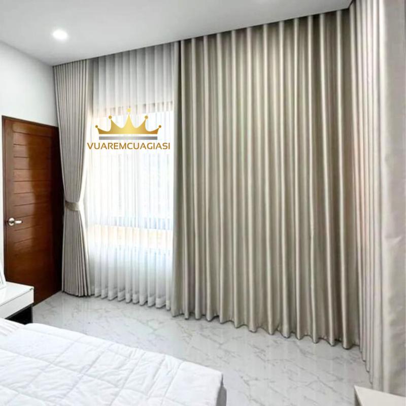 Rèm cửa chống nắng Xám Trắng sang trọng, chống nắng cản sáng đầy đủ kích thước cửa sổ, cửa đi, cửa chính, ngăn phòng vuaremcuagiasi ngủ che