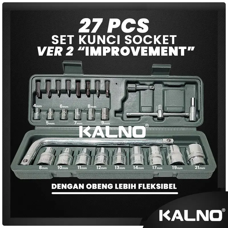 Kunci Sok Set 46 Pcs Kunci 27 Kunci 40 Kunci 10 Socket Wrench Mata Obeng Dilengkapi Box Penyimpanan - Kunci L Set Lengkap Kunci Sok Pas Set Tool Mobil Motor / Universal Lengkap 3