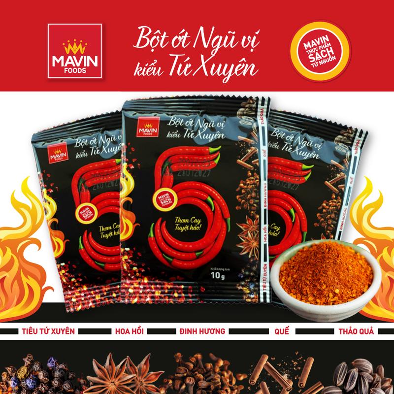 Bột ớt ngũ vị kiểu Tứ xuyên gói 10g - Thơm cay tuyệt hảo bột ớt tê cay bột ớt chấm lạp xưởng nướng đá hương vị Tứ xuyên