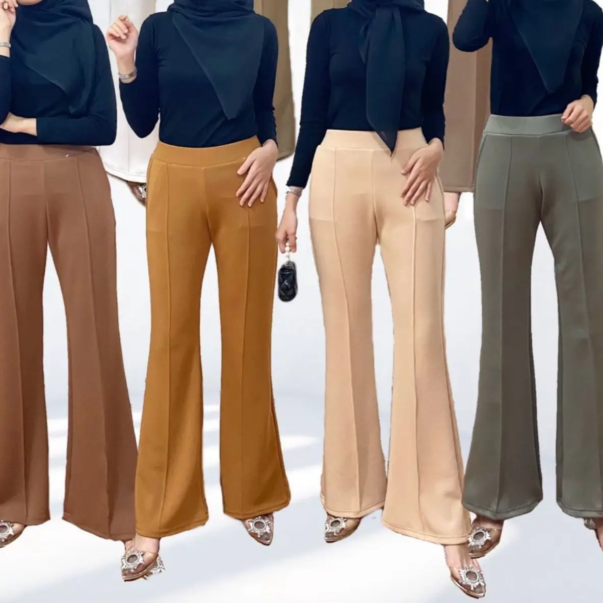 Celana cutbray Panjang Ayu Wisya Cutbray Polos Bahan Scuba Muslim Wanita - Nyaman, Kerja