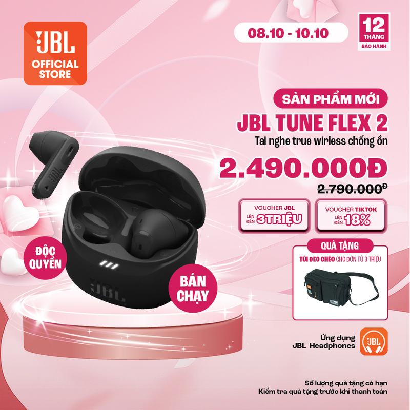 Tai nghe Bluetooth JBL Tune Flex 2 | Chống Ồn Chủ Động | Pin 48 Giờ | Kháng bụi và nước chuẩn IP54 | Kết Nối Đa Điểm - Hàng Chính Hãng